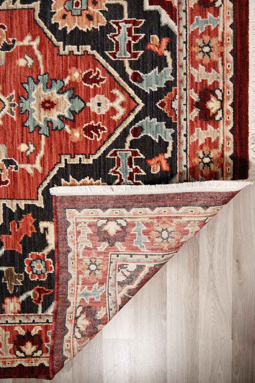Walter Heritage Midnight rug – navy and rust wool rug with traditional Persian-inspired medallion pattern. Available at Rugs N Timber Belrose