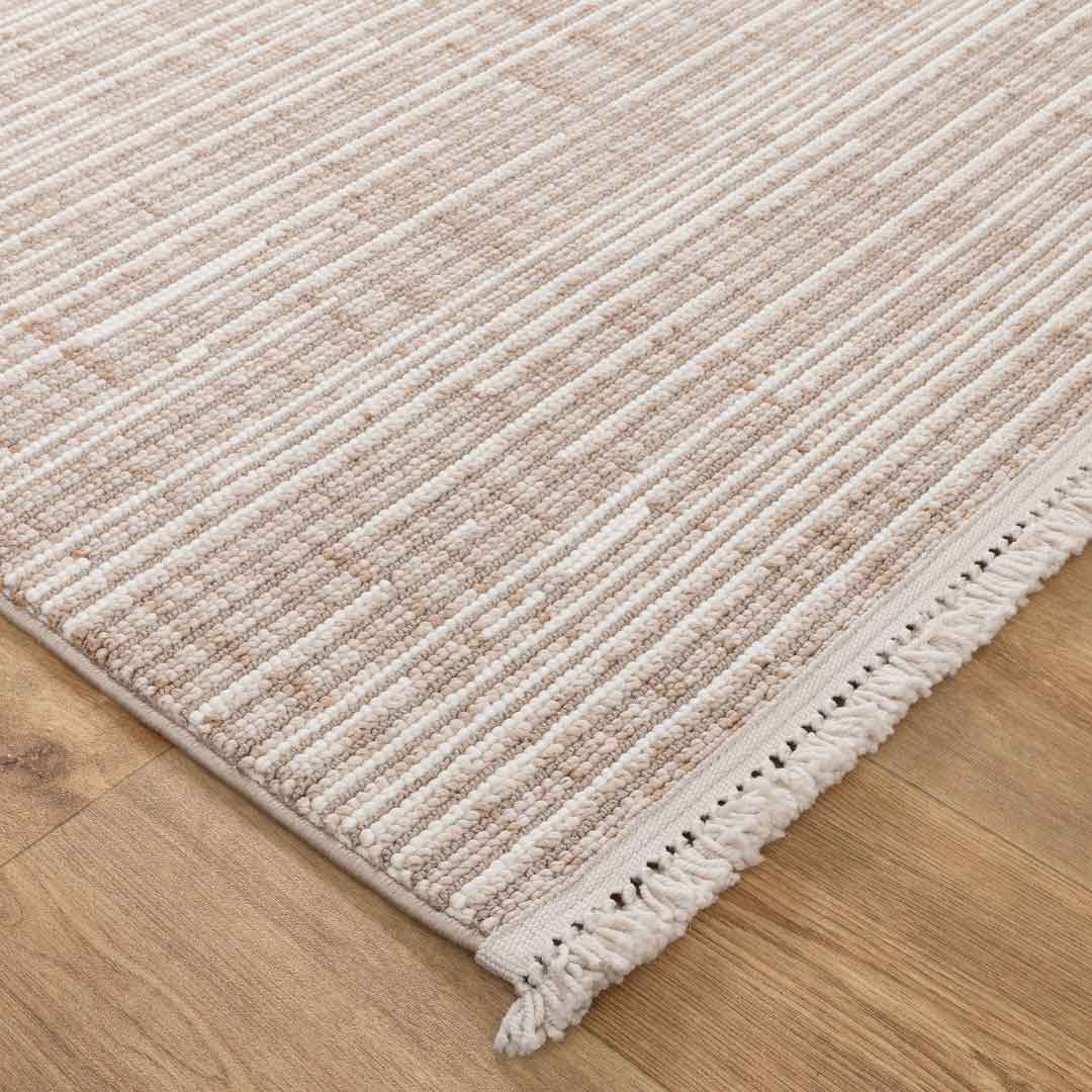 Cortona Desert Horizon Rug | Sandy beige tones with subtle linear woven patterns | Rugs N Timber Belrose
