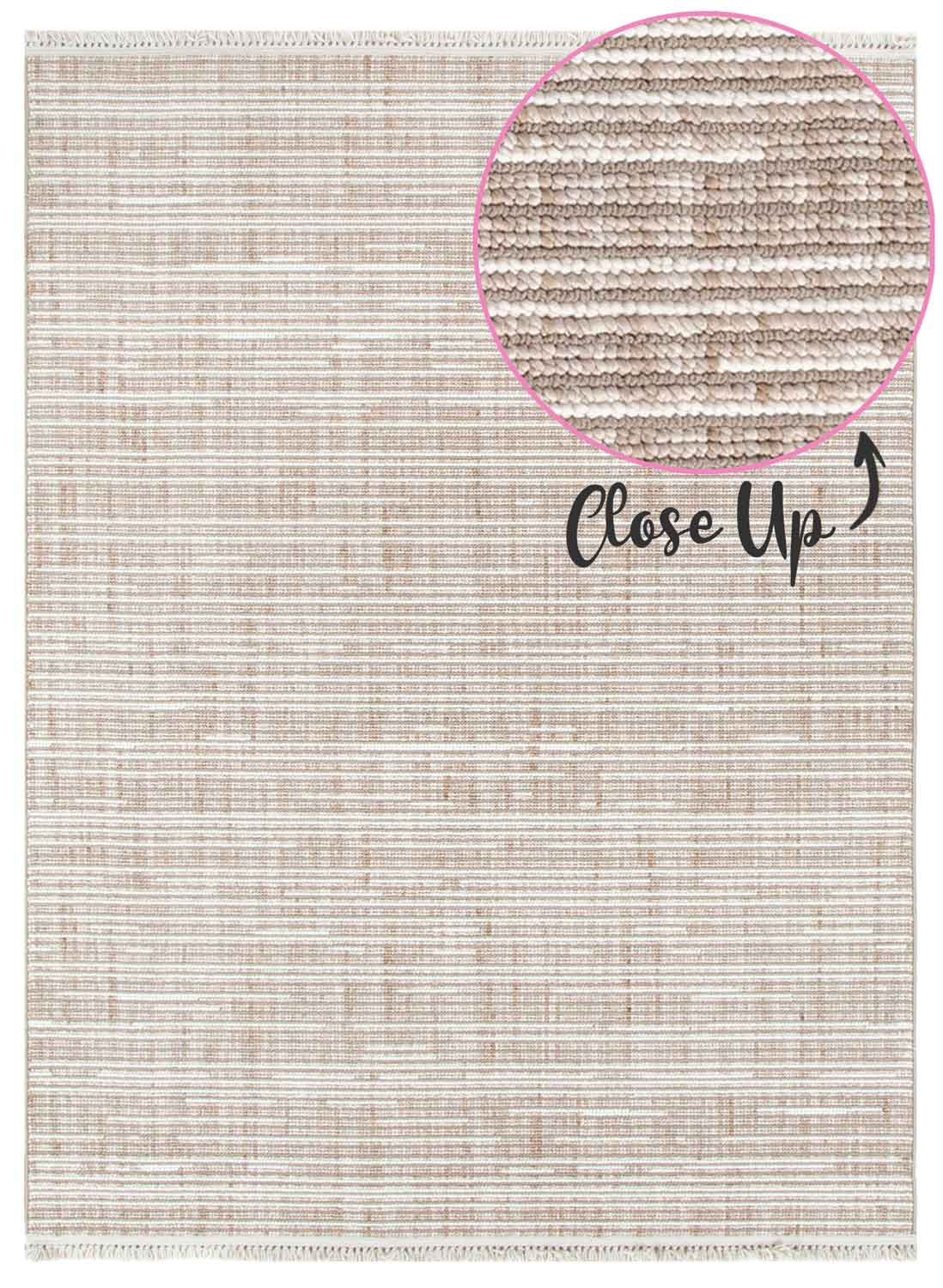 Cortona Desert Horizon Rug | Sandy beige tones with subtle linear woven patterns | Rugs N Timber Belrose