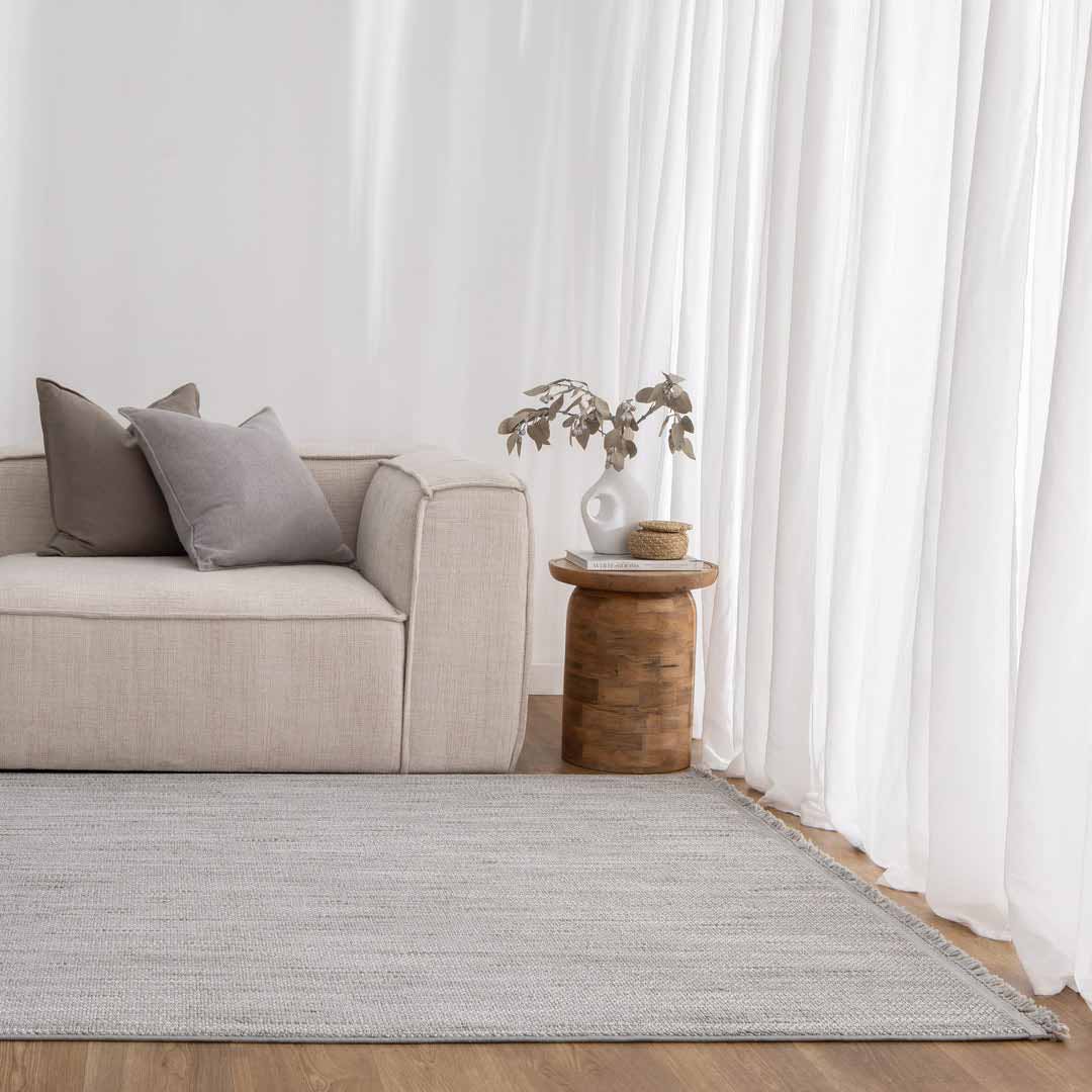 Cortona Mist Drift Rug | Soft grey tones with subtle streaked weave for a calm look | Rugs N Timber Belrose