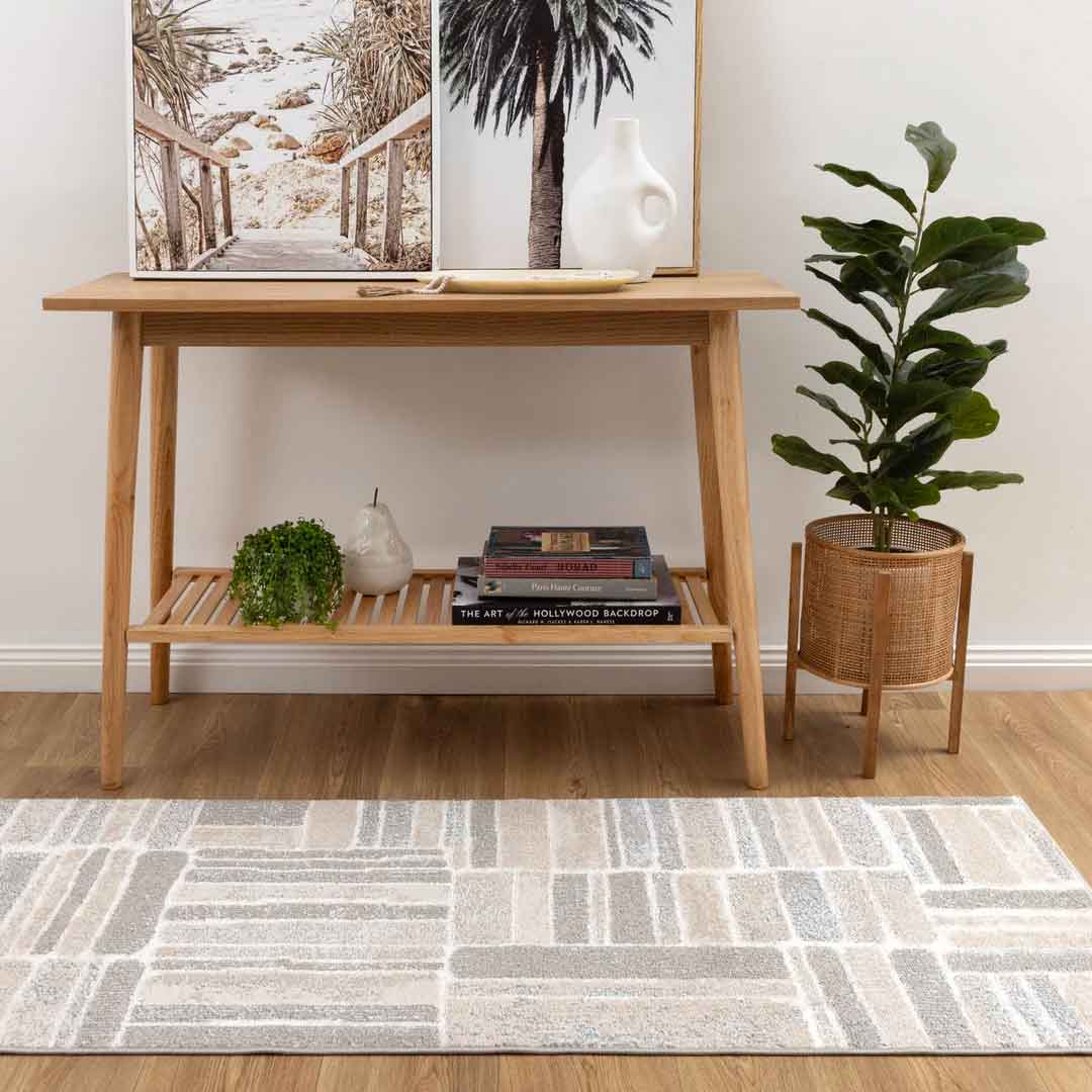 Mendoza Blocks Runner – Non-Slip Modern Hallway Rug | Rugs N Timber Belrose