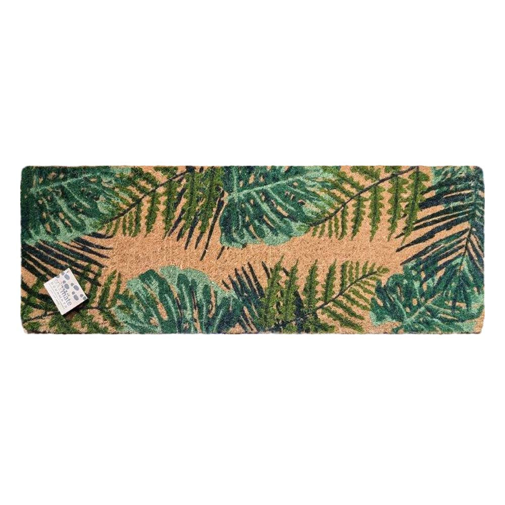 FM2 Premium Thick Coir Double Doormat - Green Leaves