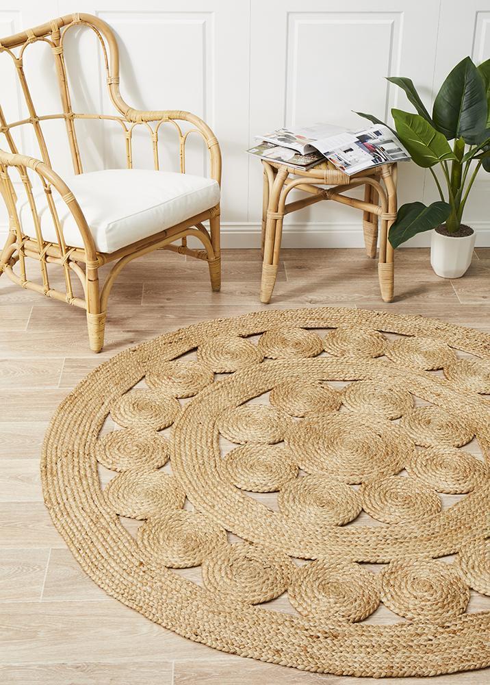 Emma Circles Jute Natural Round Rug