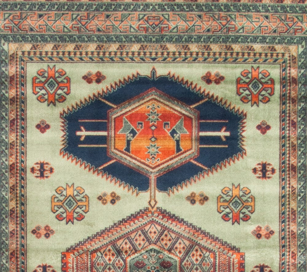 Fairlight Green Aztec Oriental Rug