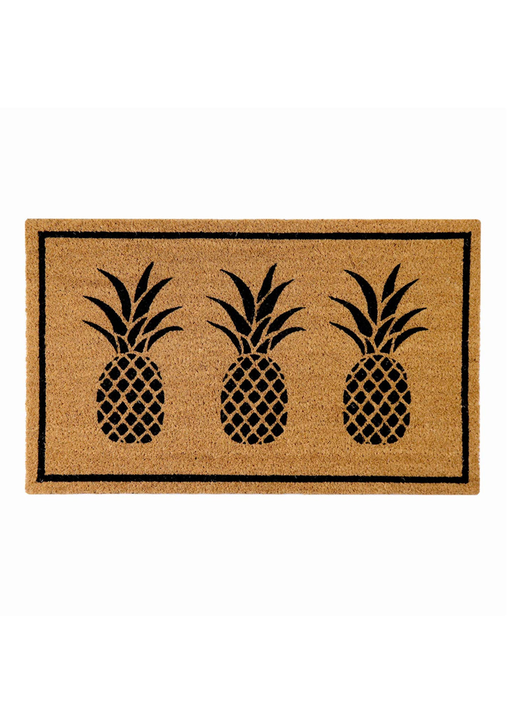 PVC Backed Coir Doormat - Black Pineapples