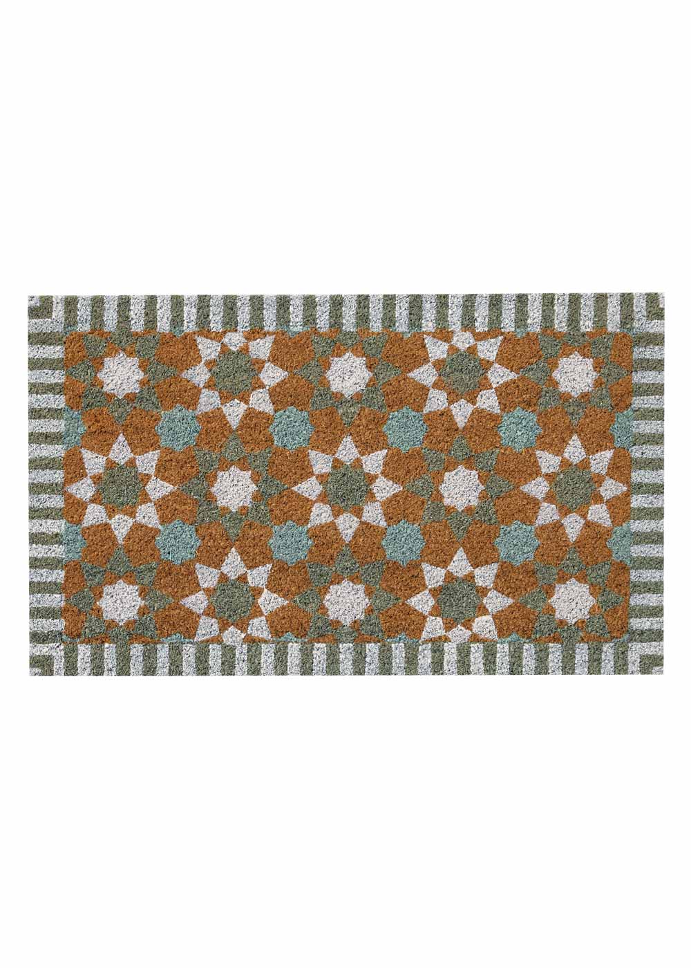 PVC Backed Coir Doormat - Moroccan TIle