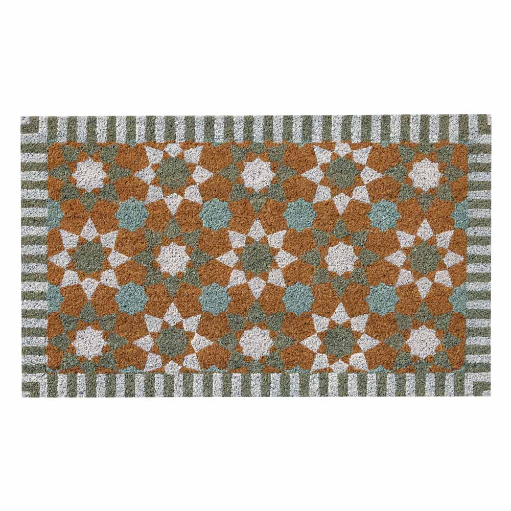 PVC Backed Coir Doormat - Moroccan TIle
