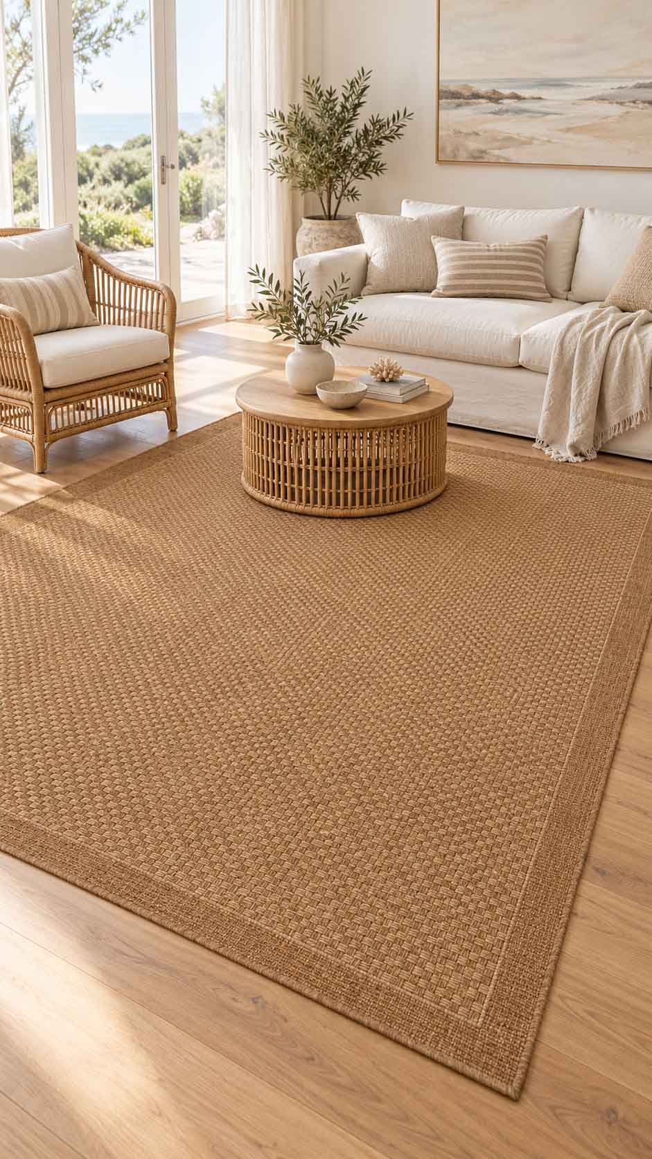 Newport Beige Cross Stitch Outdoor Rug