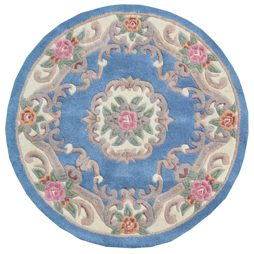 Rose Avolon Blue Round Rug | Wool Rugs Belrose | Rugs N Timber