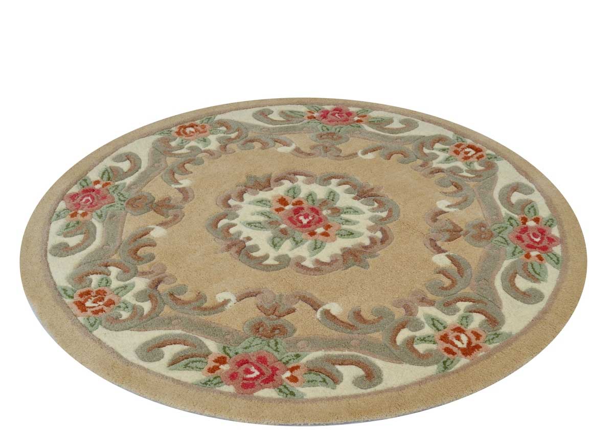 Rose Avolon Beige Round Rug | Wool Rugs Belrose | Rugs N Timber