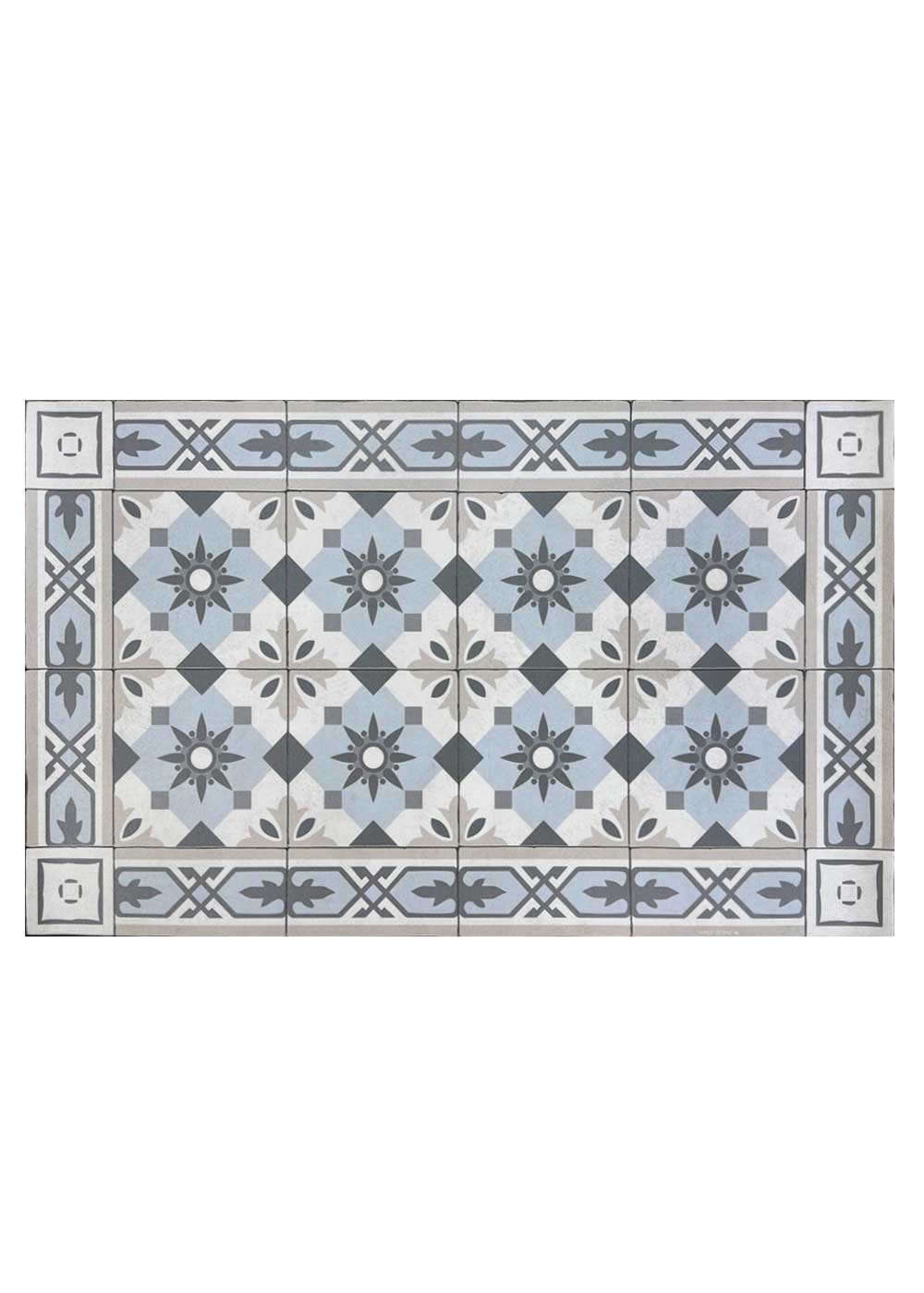 Beija Flor Amsterdam Pale Blue patterned vinyl mat for kitchen and entry areas