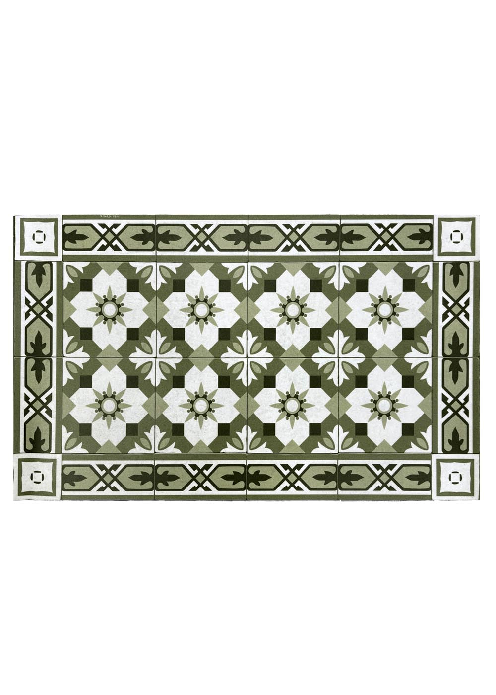 Beija Flor Amsterdam Forest green patterned vinyl mat for kitchen or entryway