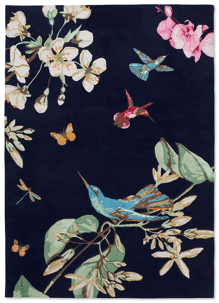 Hummingbird Navy Wool Rug | Wedgwood Designer Rugs Belrose | Rugs 'N' Timber
