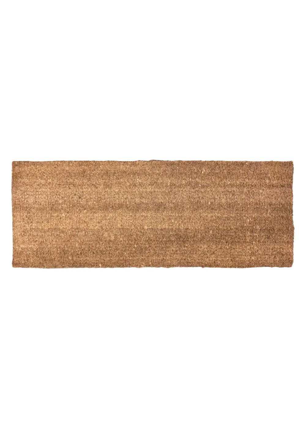 Rectangular brown coir doormat with latex edge. Handknotted and available at our belrose store
