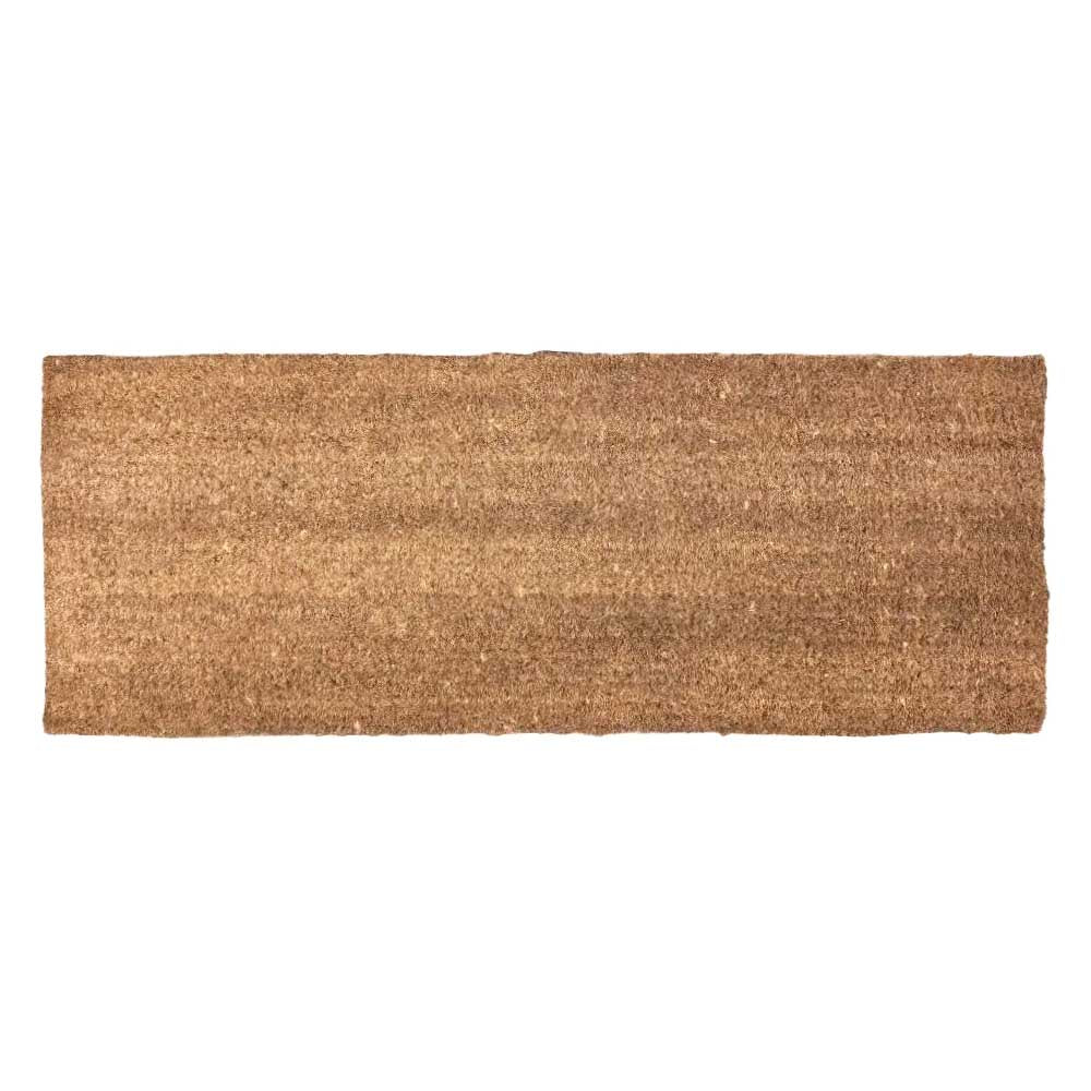 Rectangular brown coir doormat with latex edge. Handknotted and available at our belrose store