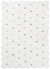 Como Cloud rug – cotton kids rug in soft white with subtle pastel dots and scalloped edge design, plush and lightweight. Available at Rugs N Timber Belrose