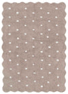 Como Mushroom rug – soft cotton kids rug in warm taupe with scalloped edge and dotted pattern, perfect for bedrooms and nurseries. Available at Rugs N Timber Belrose