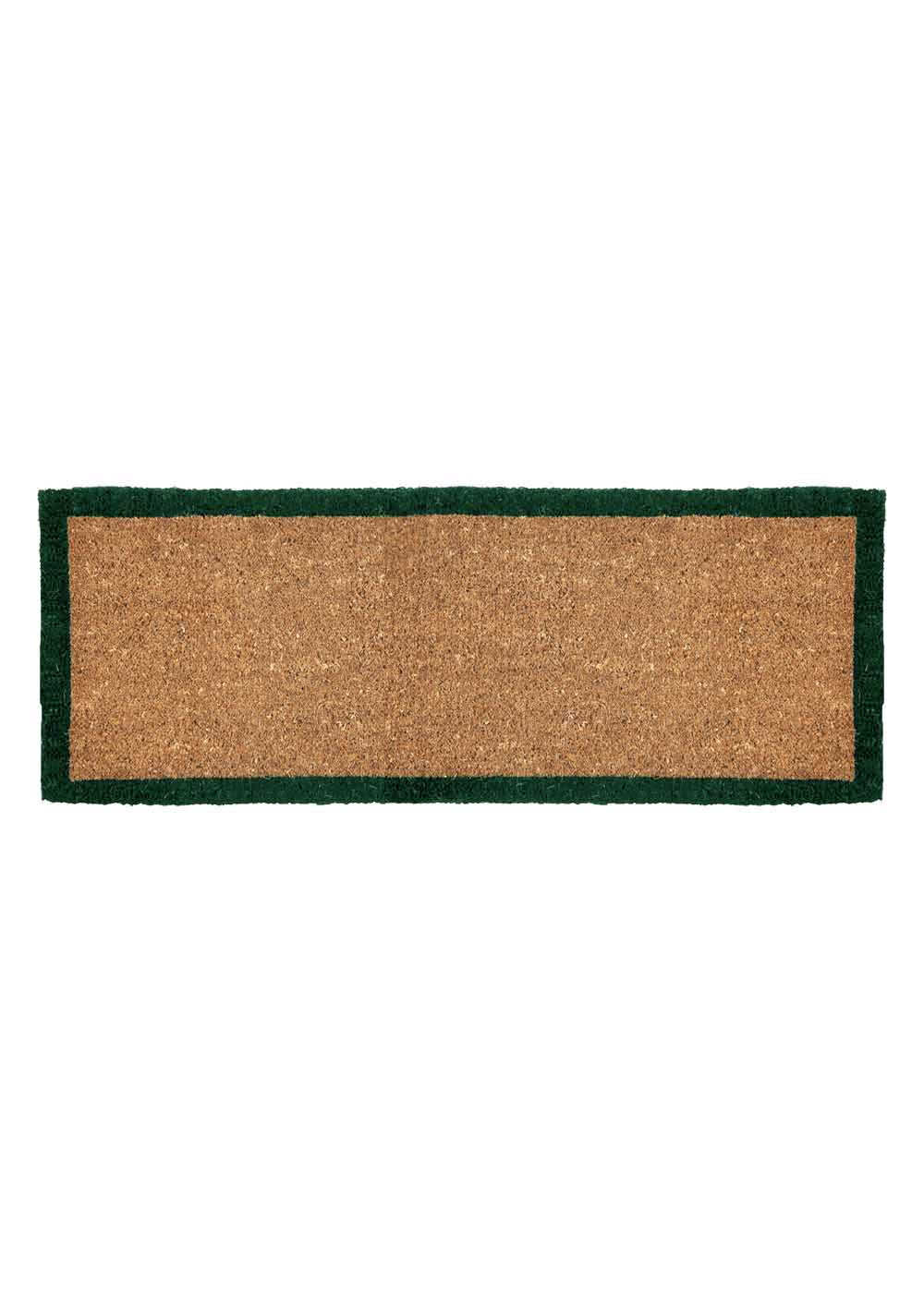 Federation Coir Double doormat with green borderm latex edging and 27m pile height. Available at Rugs N Timber Belrose