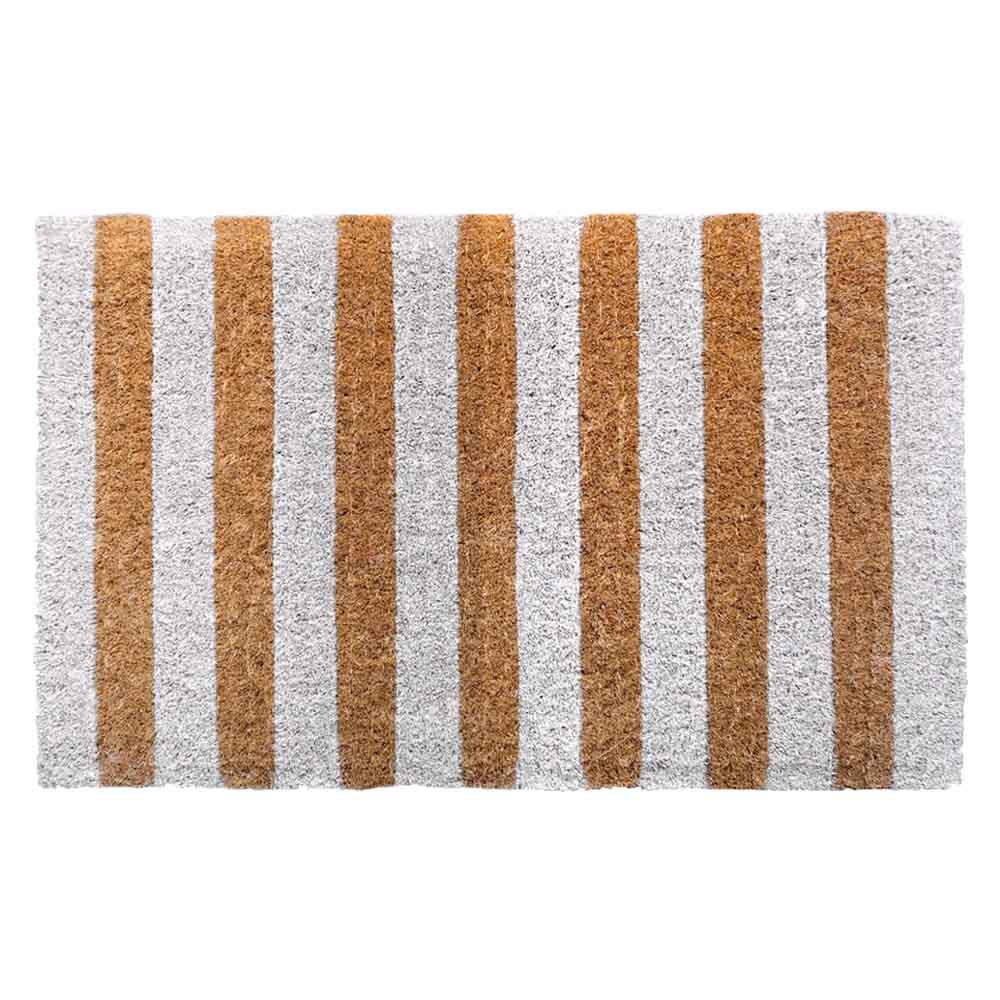 FM2 Premium Thick Coir Doormat - White Stripes