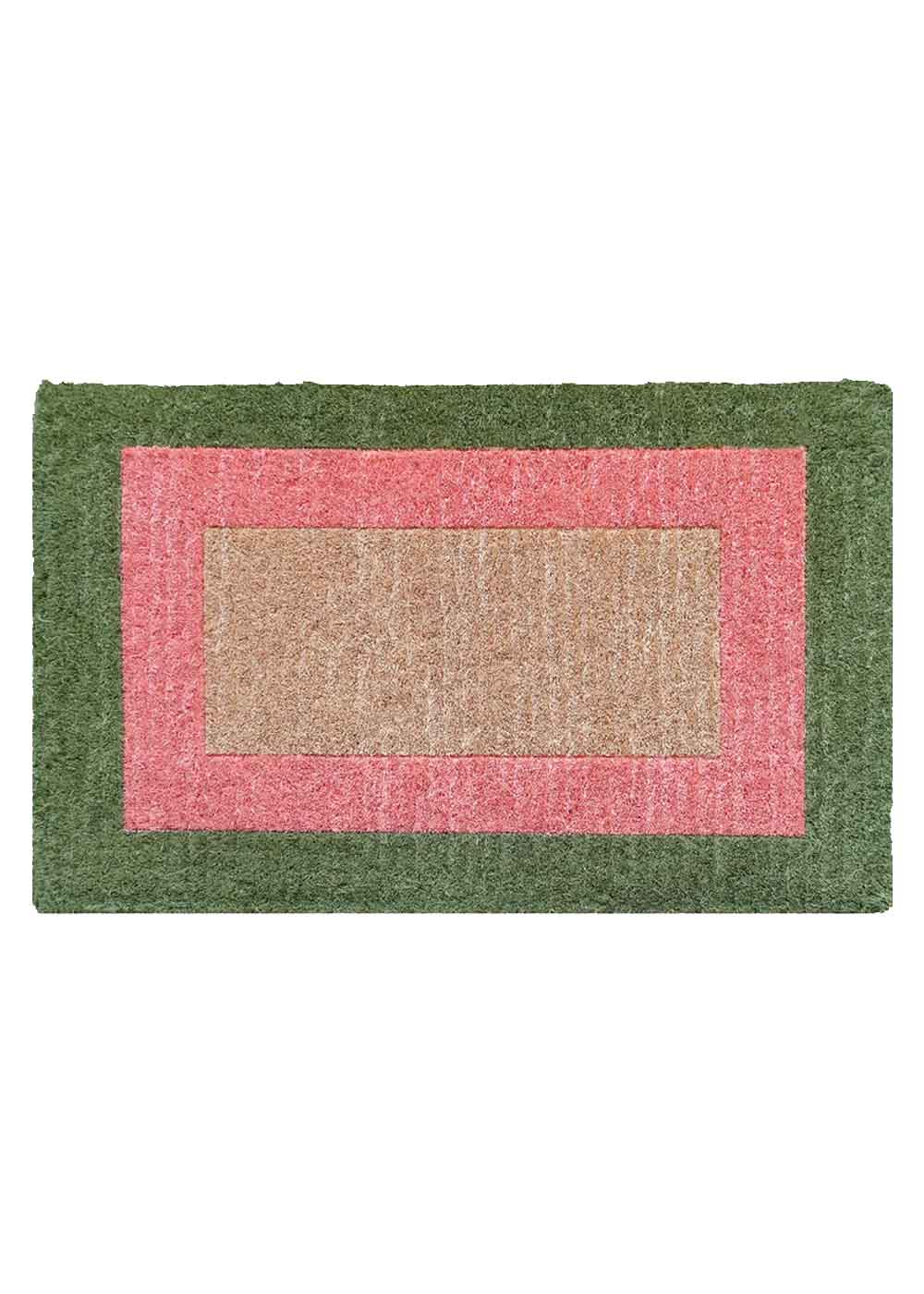 FM2 Premium Thick Coir Doormat - Green Pink Border