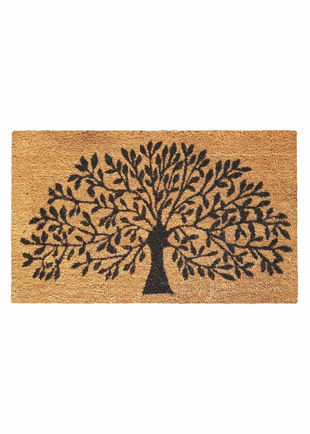 Tree of life design in black on a PVC Backed Coir doormat. Available at Rugs N Timber Belrose