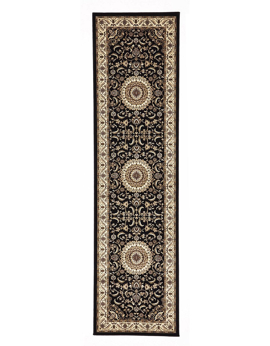 Julianna Black Medallion Runner | Traditional Hall Runners Belrose | Rugs N Timber