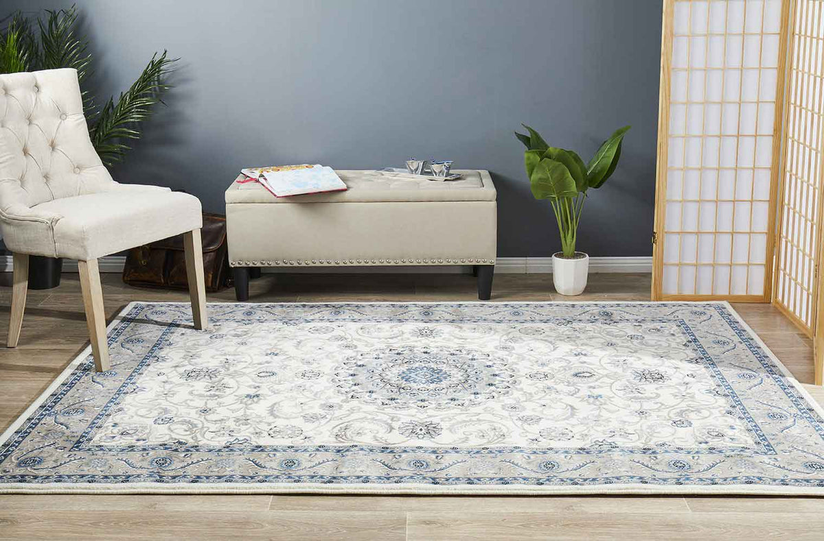 Julianna White Medallion Rug | Traditional Rugs Belrose | Rugs N Timber