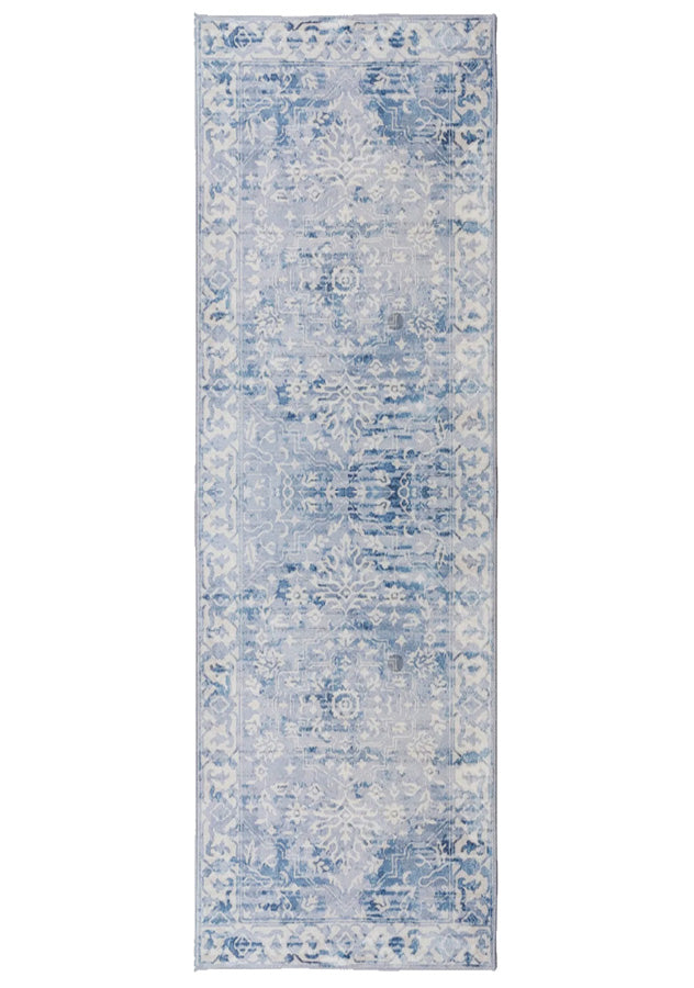 Fabiana Flora Blue Runner | Washable Mats Belrose | Rugs N Timber