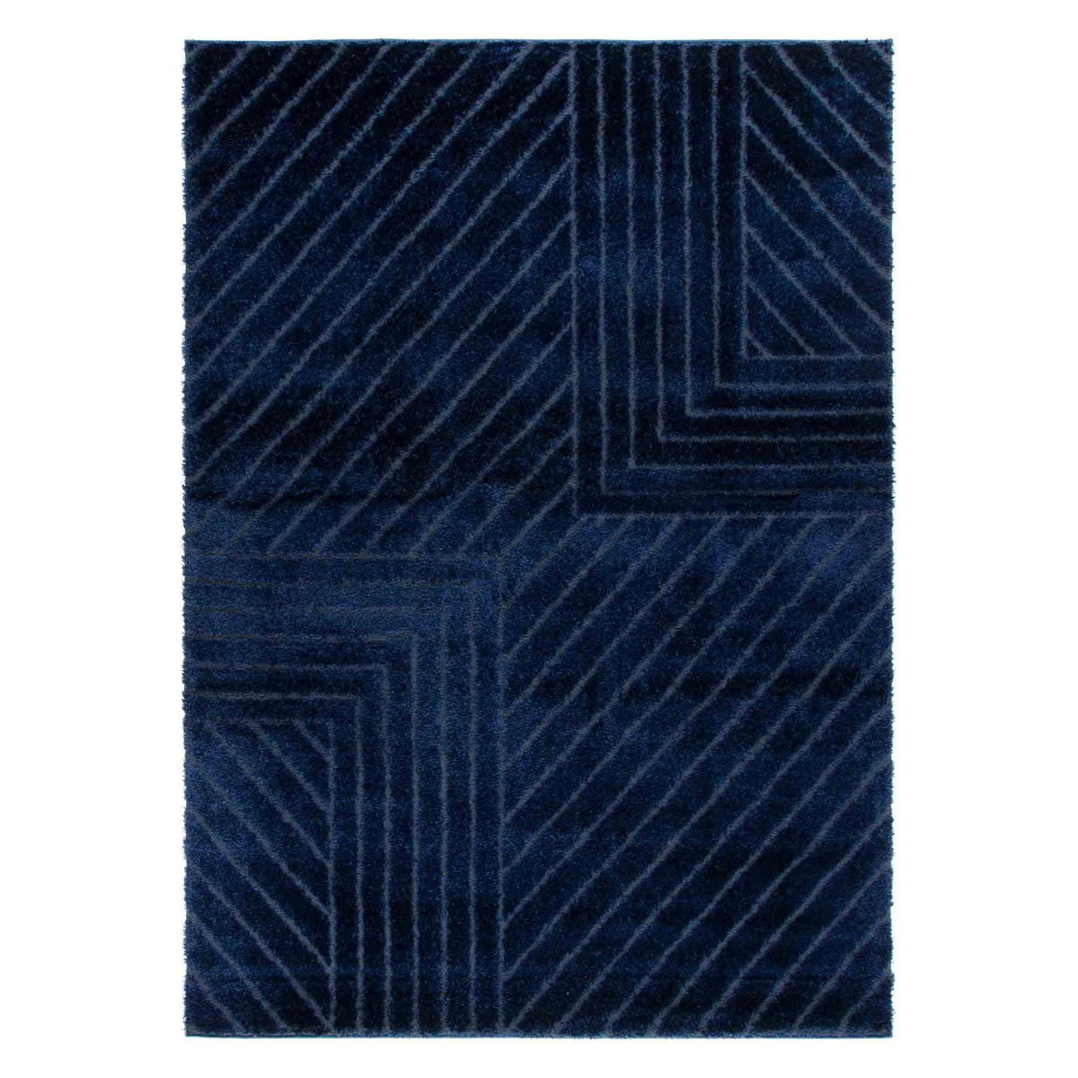 Atlanta Navy Angular Rug | Shaggy Rugs Belrose Sydney