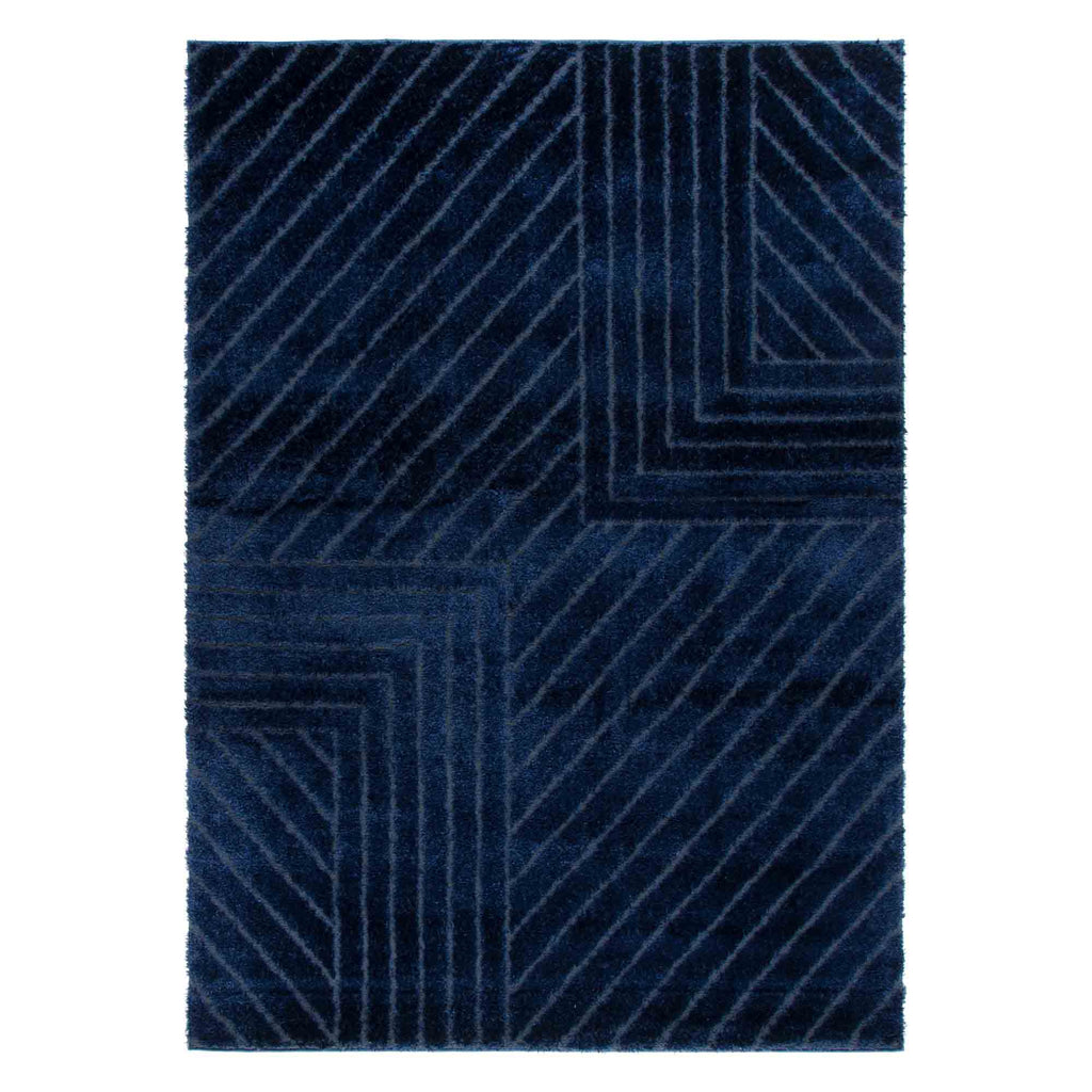 Atlanta Navy Angular Rug | Shaggy Rugs Belrose Sydney