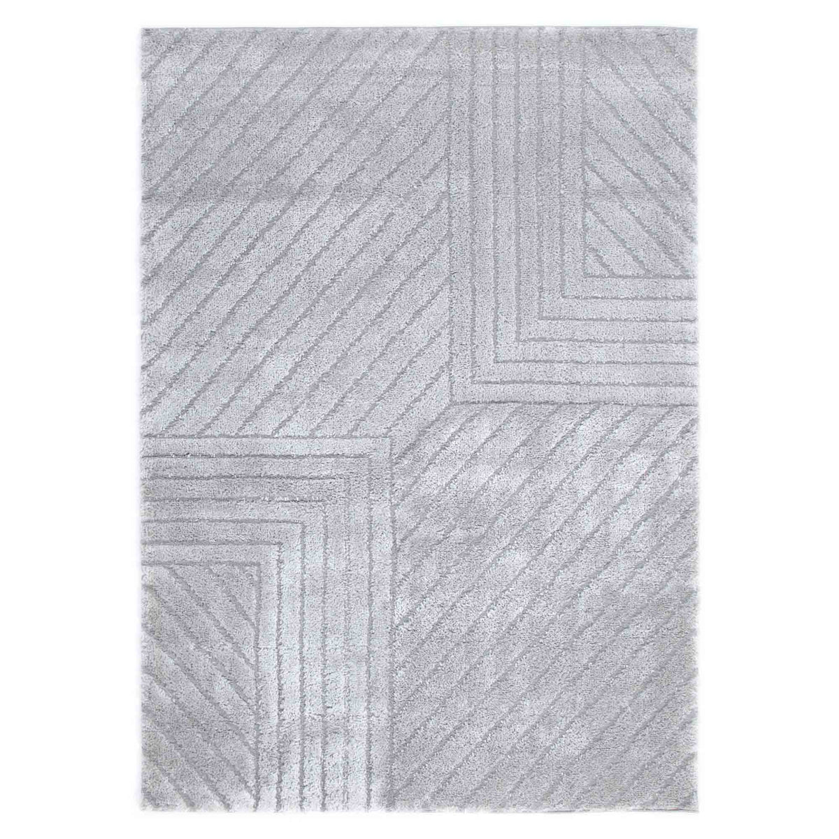 Atlanta Silver Angular Rug | Shaggy Rugs Belrose Sydney