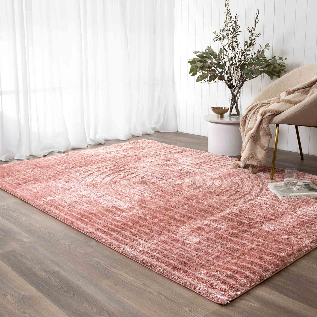 Atlanta Blush Angular Rug | Shaggy Rugs Belrose Sydney