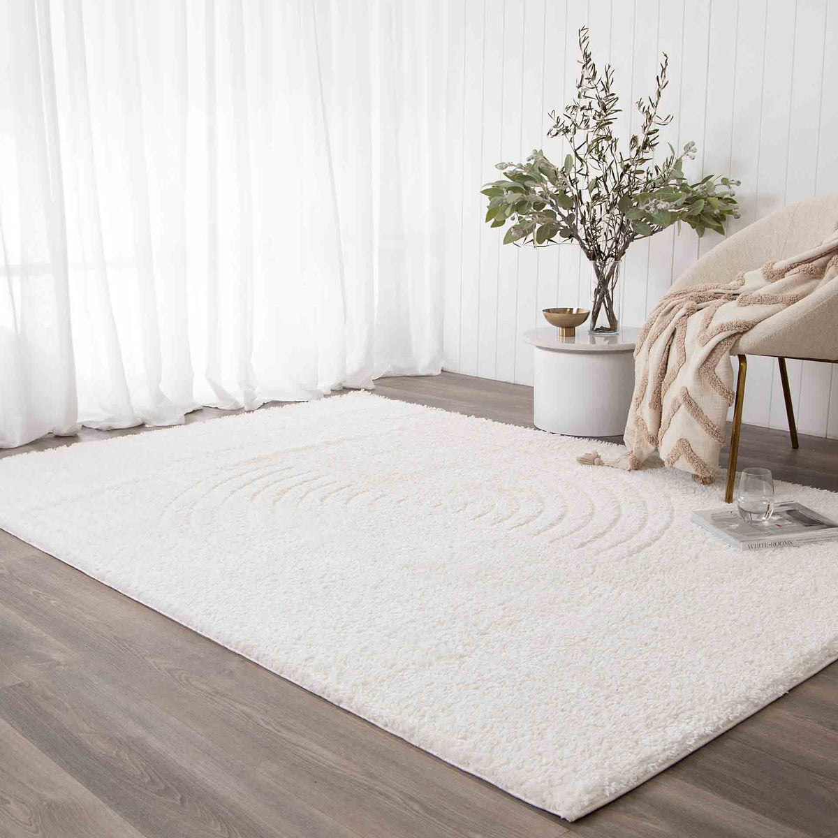 Atlanta Cream Contour Rug | Shaggy Rugs Belrose Sydney