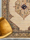Walter Bazaar Sand rug – traditional wool rug with beige base, intricate medallion design and multicoloured border detailing. Available at Rugs N Timber Belrose