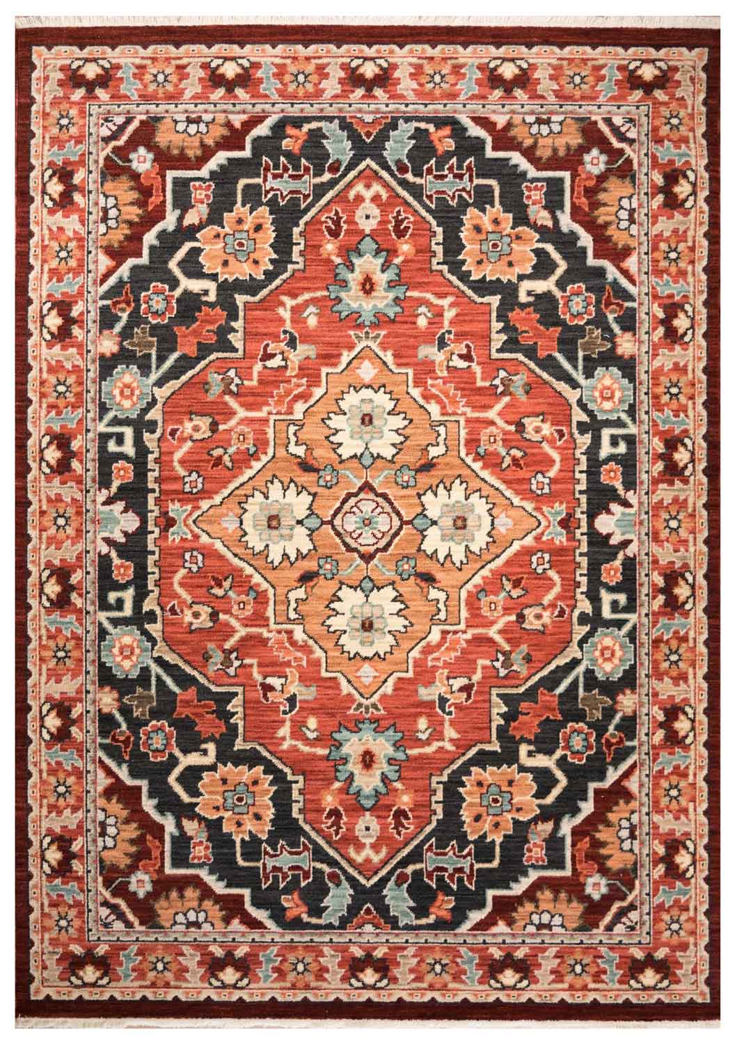 Walter Heritage Midnight rug – navy and rust wool rug with traditional Persian-inspired medallion pattern. Available at Rugs N Timber Belrose