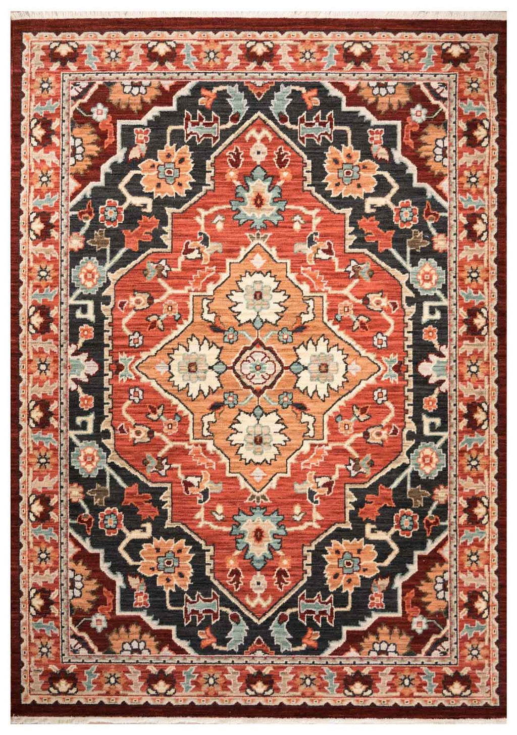 Walter Heritage Midnight rug – navy and rust wool rug with traditional Persian-inspired medallion pattern. Available at Rugs N Timber Belrose