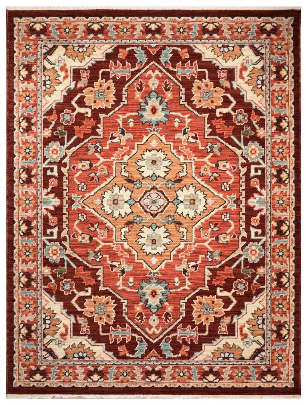 Walter Heritage Spice rug – traditional Axminster wool rug in warm red and tones with intricate medallion design. Available at Rugs N Timber Belrose.