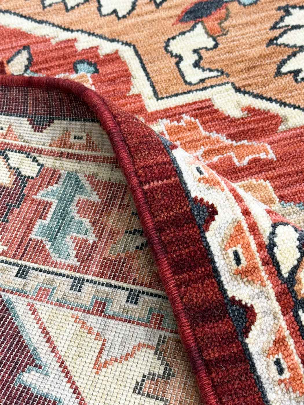 Walter Heritage Spice rug – traditional Axminster wool rug in warm red and tones with intricate medallion design. Available at Rugs N Timber Belrose.