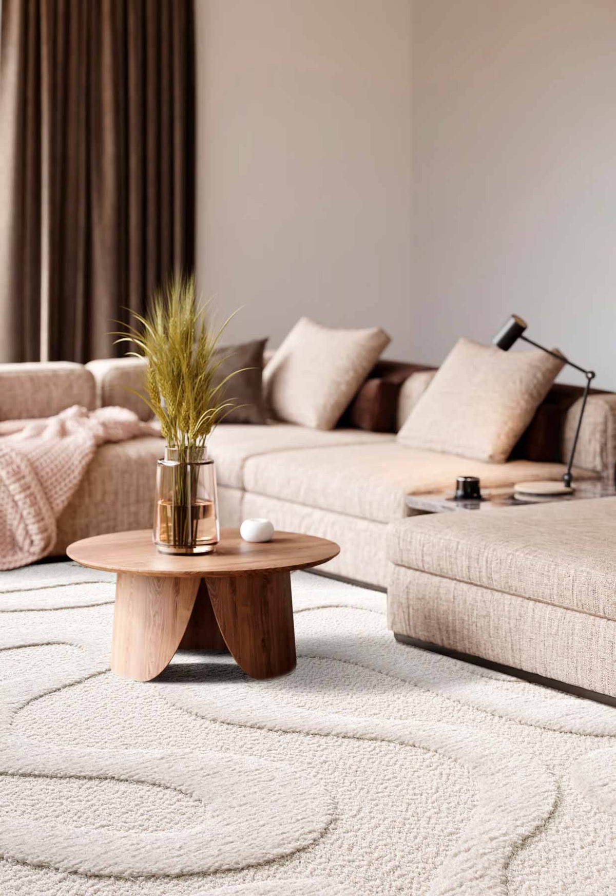 Albert Drift rug with soft flowing texture and plush high–low pile, available at Rugs N Timber Belrose showroom.