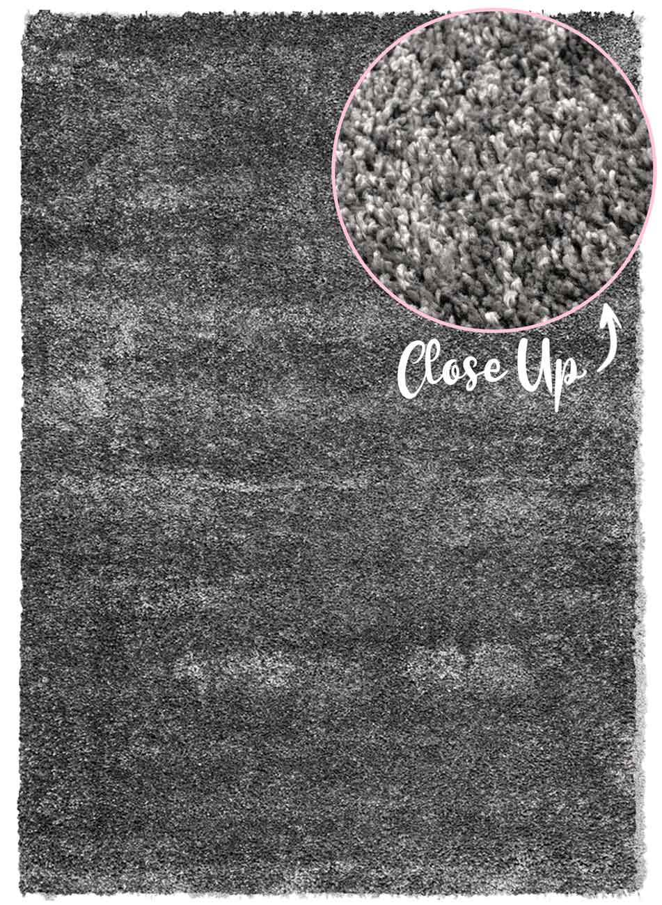 Barrenjoey Charcoal shaggy rug with plush 45mm pile, available at Rugs N Timber Belrose showroom