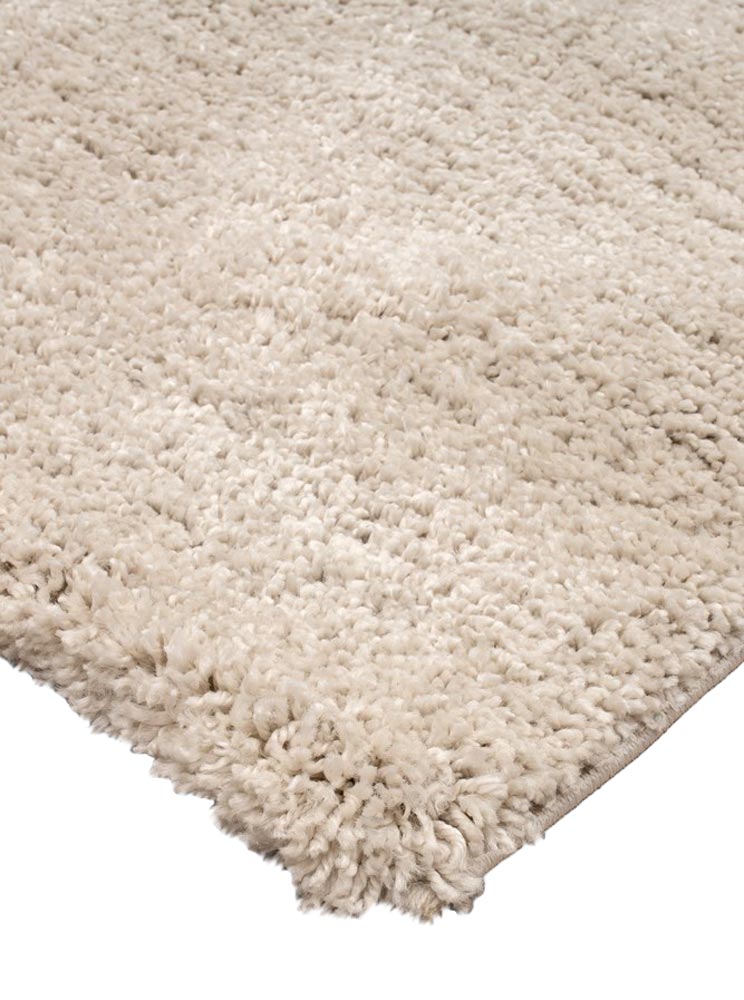 Close up of corner of Barrenjoey Linen shaggy rug with plush 45mm pile, available at Rugs N Timber Belrose showroom