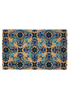 PVC backed coir doormat with a blue mosaic tile pattern, made from natural coconut fibers. Durable and decorative. Available at Rugs N Timber Belrose.