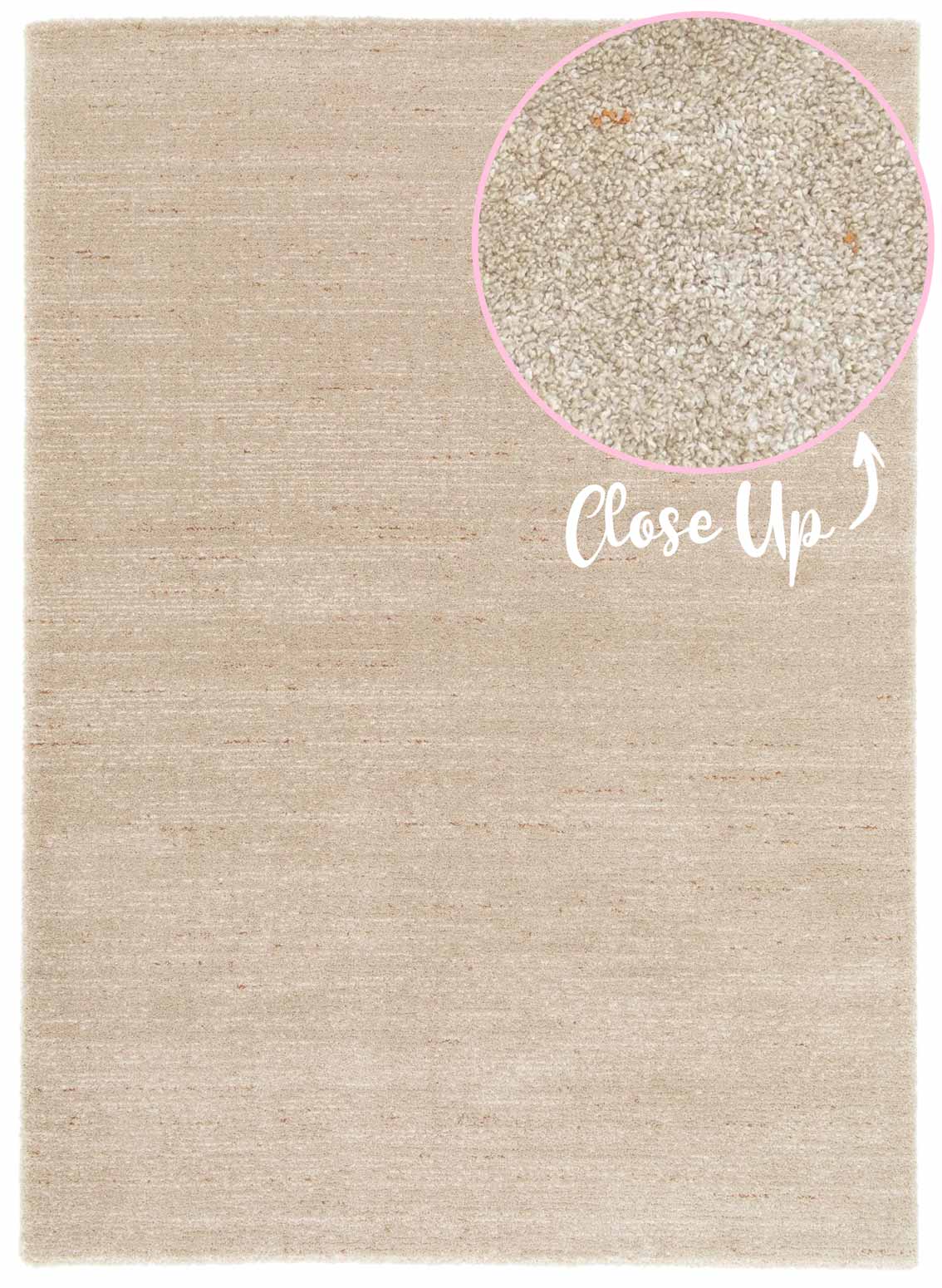 Cedric Sandstone beige rug with subtle caramel flecks and soft plush pile. Available at Rugs N Timber Belrose showroom