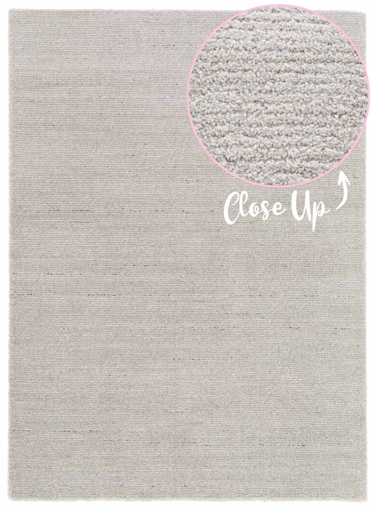 Cedric Silver contemporary grey rug with subtle ivory highlights. Available at Rugs N Timber Belrose.