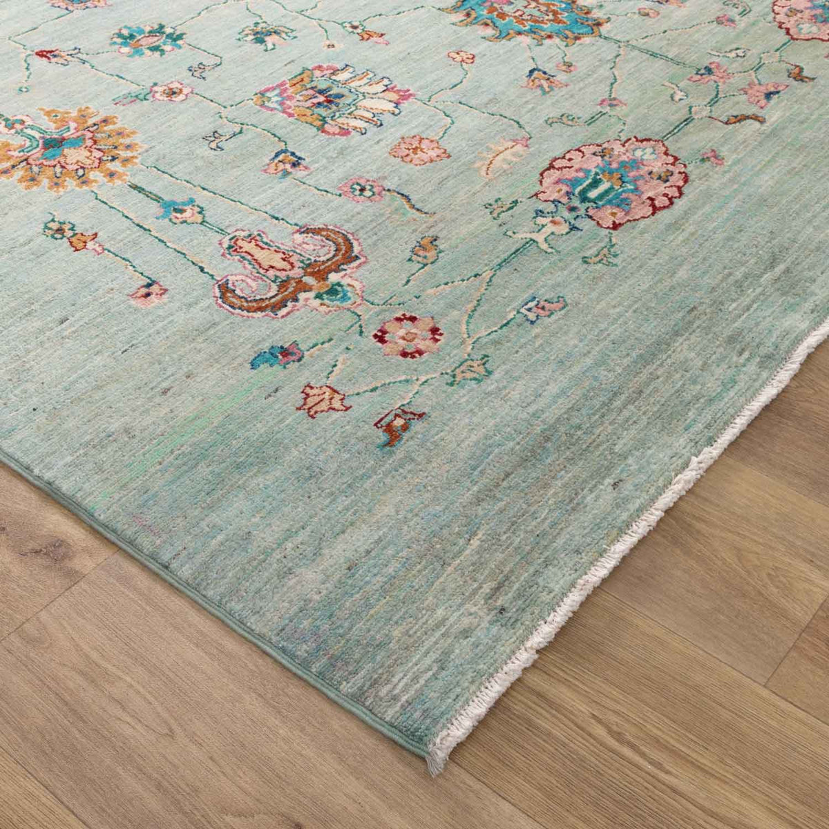 Celeste Bloom Afghan wool rug – handmade with floral design and natural dyes – Rugs N Timber Belrose