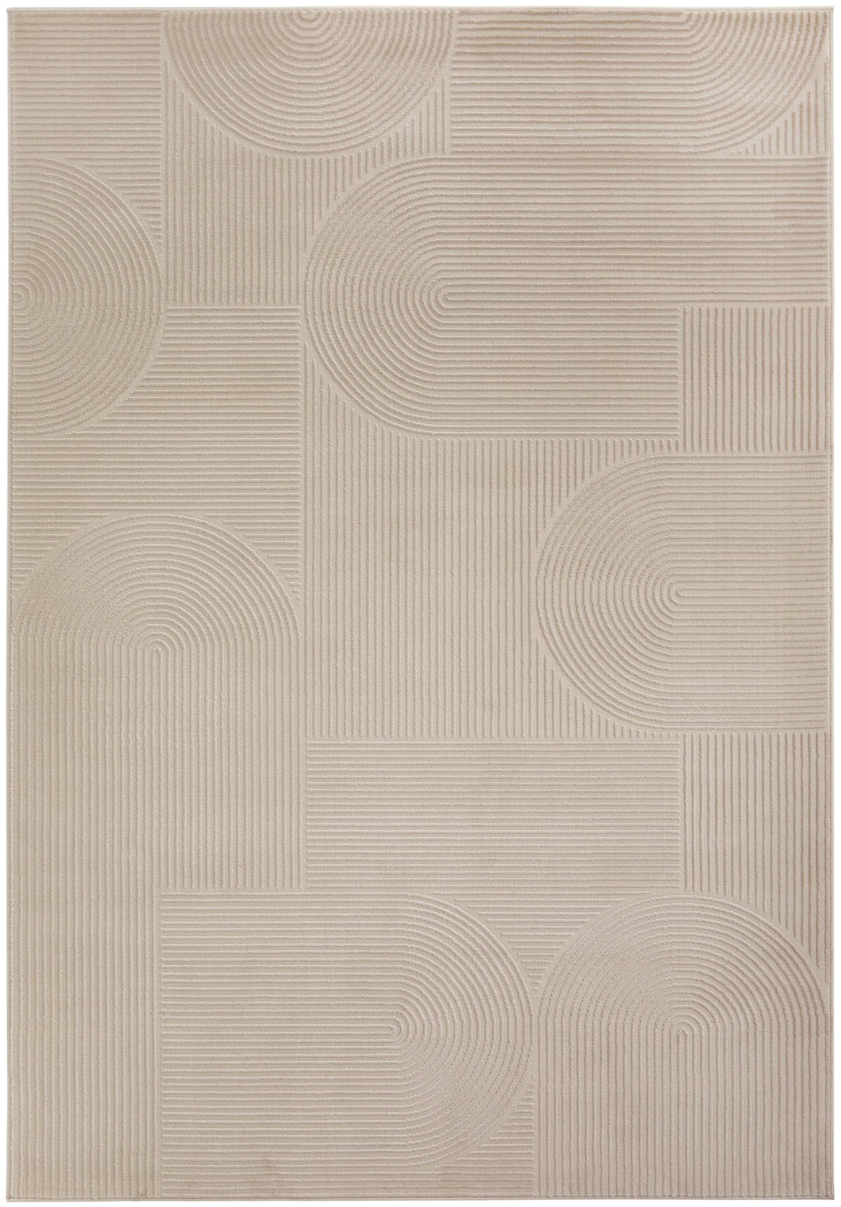 Colette Linen rug with soft arch pattern and neutral tones available at Rugs N Timber Belrose showroom