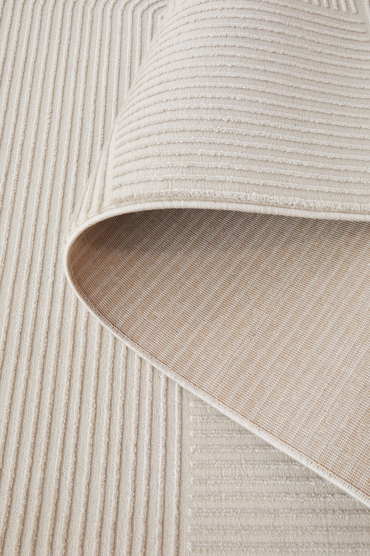 Colette Linen rug with soft arch pattern and neutral tones available at Rugs N Timber Belrose showroom