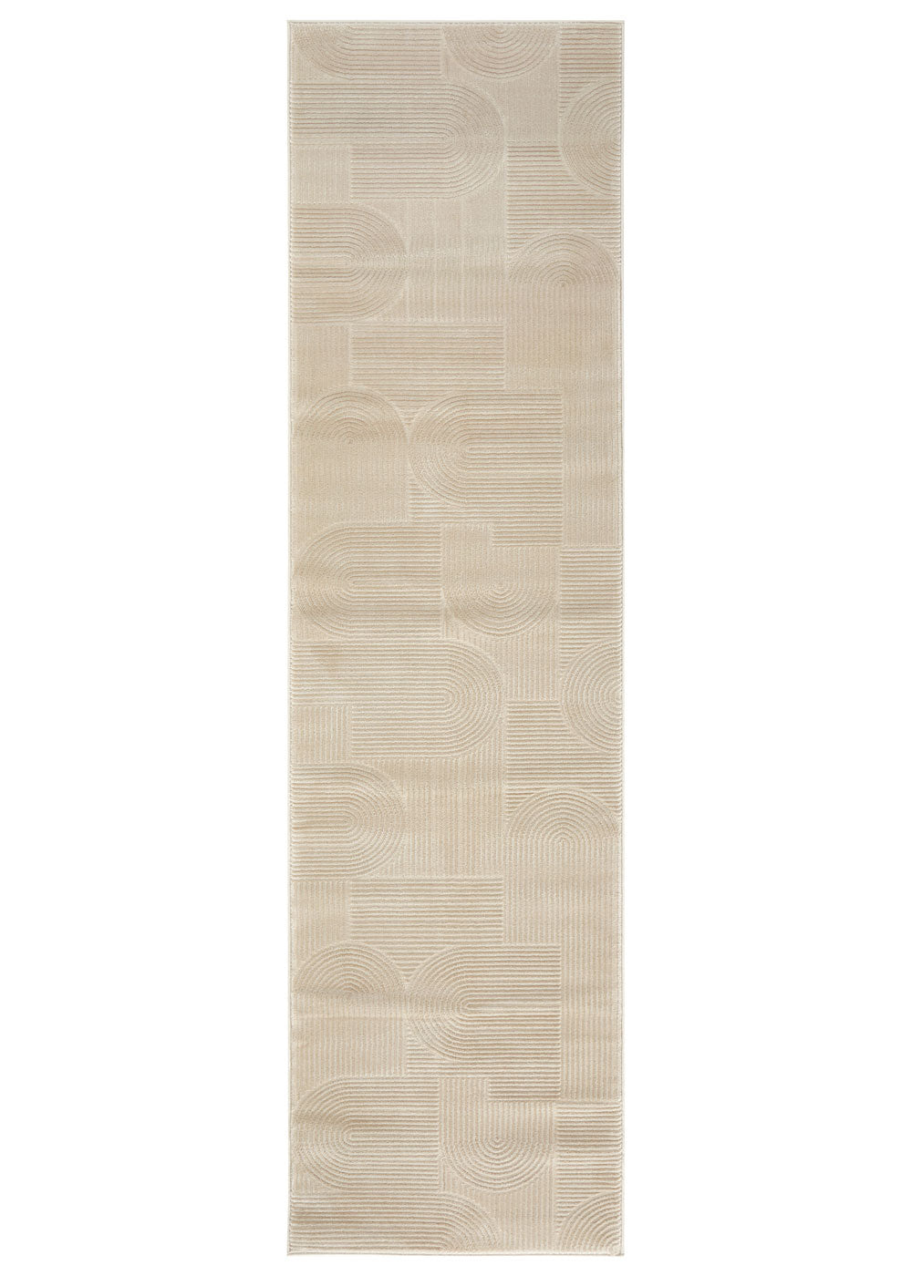 Colette Linen hallway runner rug with subtle arch pattern available at Rugs N Timber Belrose showroom