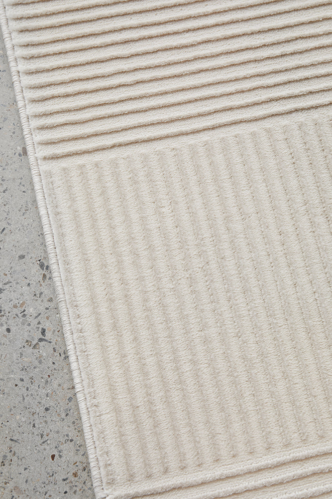Colette Linen hallway runner rug with subtle arch pattern available at Rugs N Timber Belrose showroom