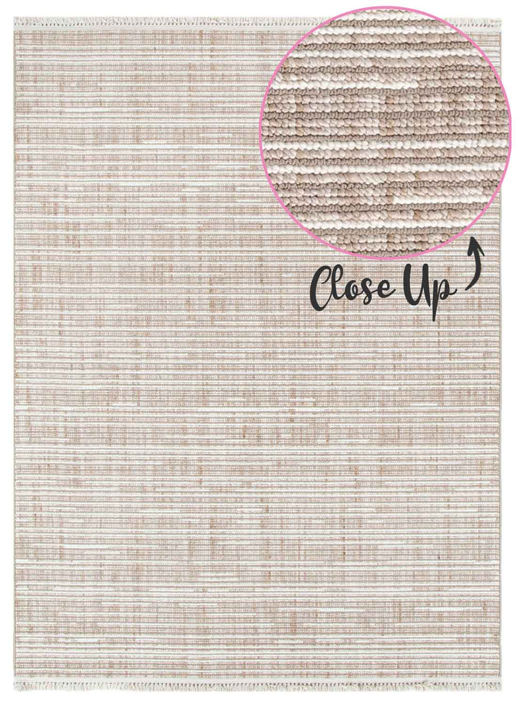 Cortona Desert Horizon Rug | Sandy beige tones with subtle linear woven patterns | Rugs N Timber Belrose